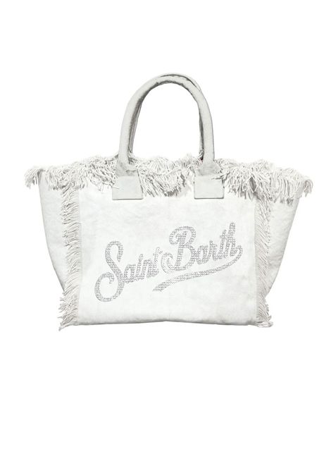 Borsa Mc2 Saint Barth Vanity bianca strass canvas frange MC2 SAINT BARTH | Borse | VANITY01542H01